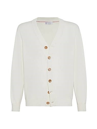Кашемировый кардиган Brunello Cucinelli с V-образным вырезом и роговыми пуговицами, Италия 11015695