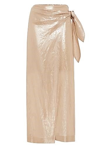 Brunello Cucinelli Lame Cotton Gauze Sarong Skirt 11015865