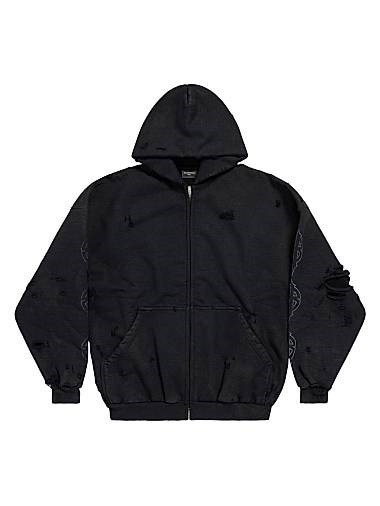 Унисекс оверсайз флисовое худи Balenciaga с двойной молнией, 99% хлопок, производство в Португалии 11024548