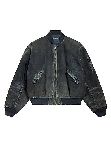 Джинсовая куртка-бомбер Balenciaga с двойной застежкой, карманом на рукаве и эффектом делаве, Италия 11028239