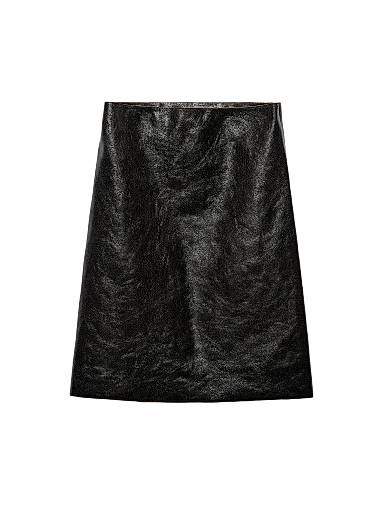 Кожаная юбка Prada с эффектом кракле, асимметричный крой, задний разрез, производство Италия 11012008