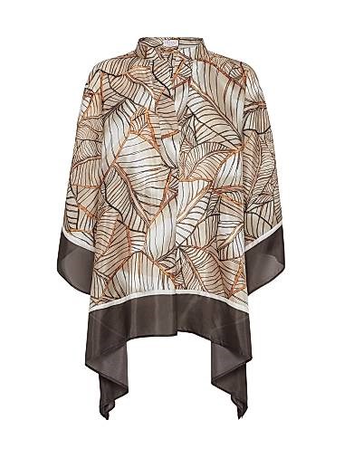 Пончо из шелка с принтом папируса от Brunello Cucinelli, 100% шелк, Италия, с застёжкой на кнопки 11014532