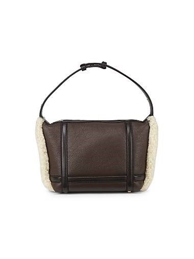 Bottega Veneta Кожаная сумка с овечьей меховой отделкой, 13 см высота, 20 см ширина 11019944