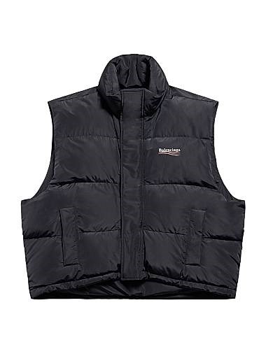 Пуховой жилет Cocoon Political Campaign от Balenciaga с капюшоном и высоким воротником, произведен в Италии 11015404