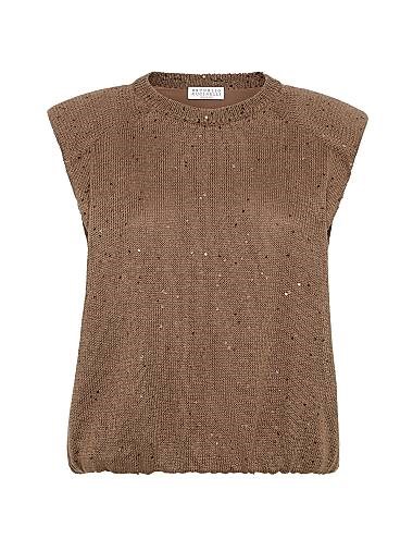 Жилет из шелка и льна с эластичным подолом Diamond от Brunello Cucinelli, Италия 11015609