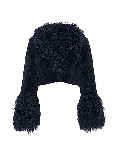 Болеро из стриженного меха кашемировой козы Gorski с воротником и манжетами из меха монгольской козы 11020370