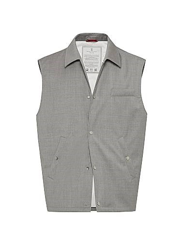 Жилет Brunello Cucinelli из чистой шерсти с утеплителем Thermore и воротником в рубашечном стиле 11028532