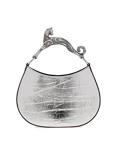 Lanvin Сумка Hobo из металлической кожи с декоративной ручкой в виде кошки, 10.2 , x 7.6 , x 2.7 , 11012668