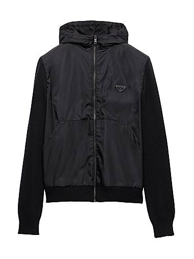 Кардиган Prada с капюшоном и логотипом, из 30% кашемира и 70% шерсти 11025735