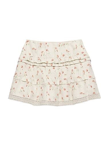 Мини-юбка Prada из льна и хлопка с цветочным принтом, боковая молния на крючке 11009829