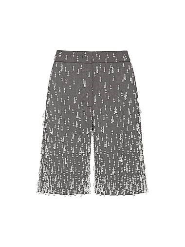 Бермудские шорты Valentino Garavani из вышитого креп-габардина, 98% шерсть, 2% эластан, Италия 11023471