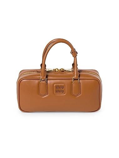 Miu Miu Сумка из натуральной кожи с ручкой и регулируемым плечевым ремнем 105 см, застежка на молнию 11015461