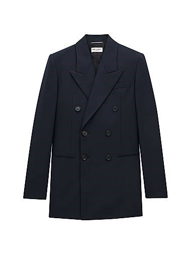 Дублёнка из шерсти Saint Laurent с шестью пуговицами, шелковой подкладкой, приталенным кроем, сделана в Италии 11018191