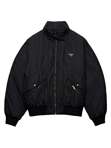 Приталенная удлинённая куртка из ренайлона Prada с лёгким утеплением и металлической фурнитурой 11028268