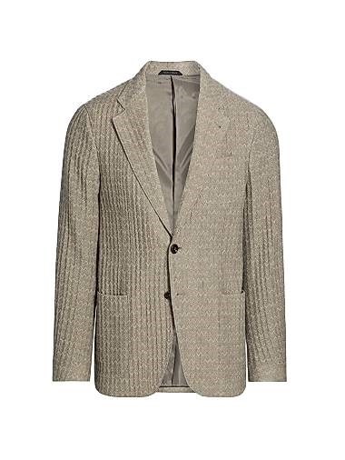 Жакет Chevron из кашемира и шелка Upton от Giorgio Armani с лацканами, карманами и длинными рукавами 11020845