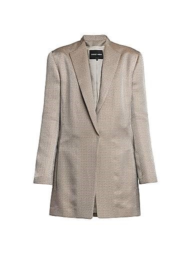 Пиджак Giorgio Armani с микрожаккардовым геометрическим рисунком, центральной застежкой и шелковой подкладкой 11025366