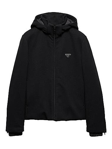 Куртка Prada из технической ткани с отстегивающимся капюшоном, гладким кроем и скрытыми карманами 11023091