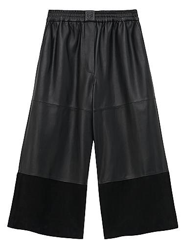 Кожаные укороченные брюки Loewe с эластичным поясом и задним карманом, Испания 11009119