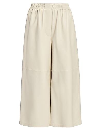 Кожаные укороченные брюки Loewe с эластичным поясом и боковыми карманами, произведенные в Испании 11023758