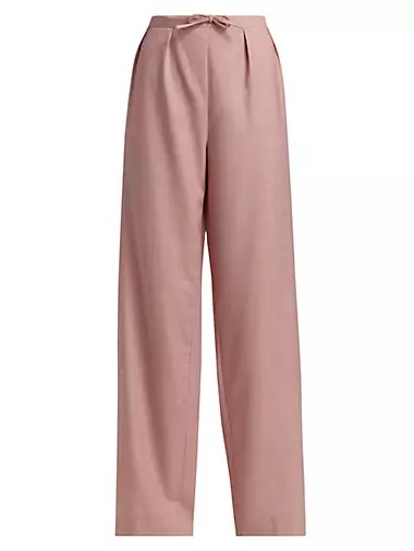 Шерстяные брюки Cove от LOULOU DE SAISON с плессировкой и поясом на завязках 11024697