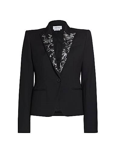 Шелковый жакет McQueen с вышитыми лацканами и структурированными плечами 11018614