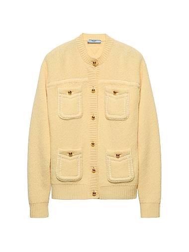 Кардиган из кашемира от Prada с длинными рукавами, облегающим силуэтом и пуговицами с драгоценными камнями 11017704