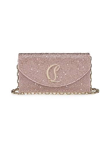 Christian Louboutin Итальянский клатч Loubi54 из телячьей кожи и страз, размер 22 x 5.5 x 12 см 11009365
