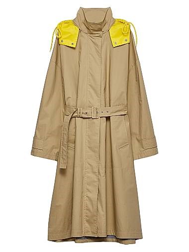 Технический поплиновый дождевик Prada с оверсайз-кроем и съемным капюшоном 11008205