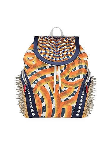 Christian Louboutin Стильный тканевый рюкзак с покрытием и шипами, 35 см x 16 см x 44 см, производство Италия 11015497