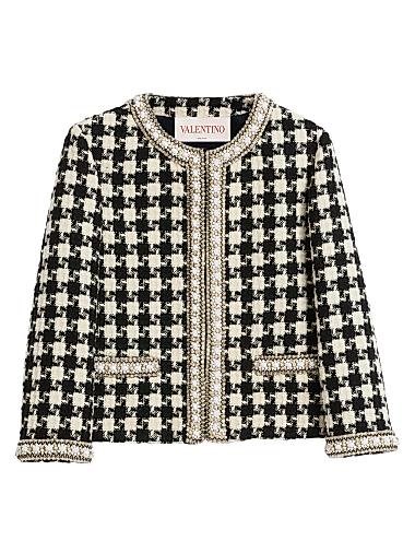 Valentino Garavani Embroidered Jacket in Damier Light Tweed 11026017