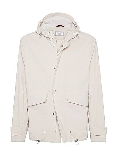 Короткая водоотталкивающая хлопковая парка Brunello Cucinelli с двойной застежкой и регулируемым капюшоном 11014057