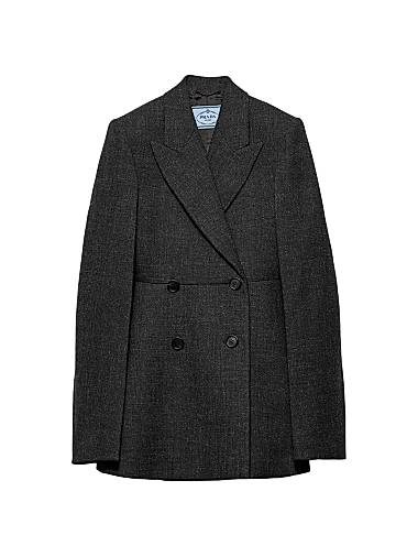 Двубортный пиджак Prada в винтажном стиле с геометрическим кроем, 100% шерсть, Италия 11023590