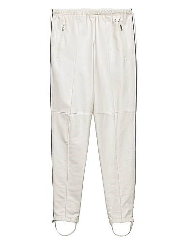 Брюки из нубуковой кожи Prada с эластичным поясом и карманами на молнии, 100% овечья кожа 11014358