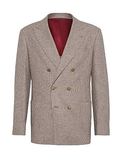 Блейзер Brunello Cucinelli с деконструированной клетчатой фланелью и полупоясом, 51% шелк, 47% шерсть, 2% кашемир 11015650