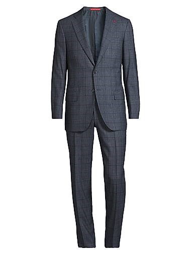Мужской костюм из стрейчевой шерсти Mouline с клетчатым узором Comfort, Isaia, Италия 11011429