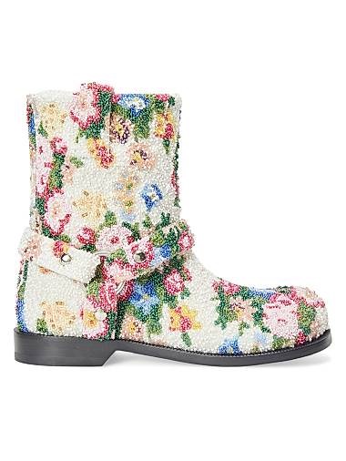 Кожаные мотоциклетные ботинки Campo Loewe с декоративным бисером, Италия 11018142