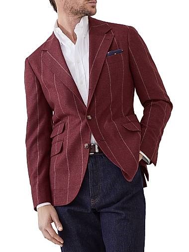 Деконструированный шелковый пиджак в мелкую полоску из шерсти и кашемира от Brunello Cucinelli, Италия 11016494