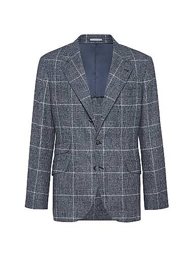 Brunello Cucinelli Деконструированный пиджак Prince of Wales из альпаки и шерсти Cavallo с металлическими пуговицами, Италия 11016319