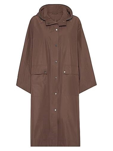 Парка из водоотталкивающего тафты с блестящими элементами от Brunello Cucinelli, регулируемым капюшоном, Италия 11014159