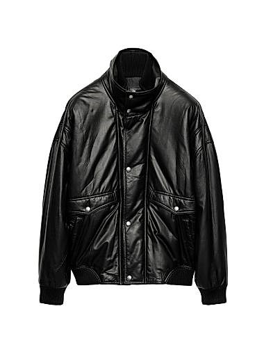 Кожаная бомбер-куртка Prada из нубука с подкладкой и утеплителем, стиль оверсайз, 100% овечья кожа 11010233