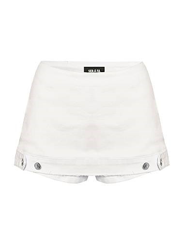 Ser.O.Ya Юбка-шорты Alix из стретч-денима с низкой посадкой, 98% хлопок, стильные пуговицы 11011383