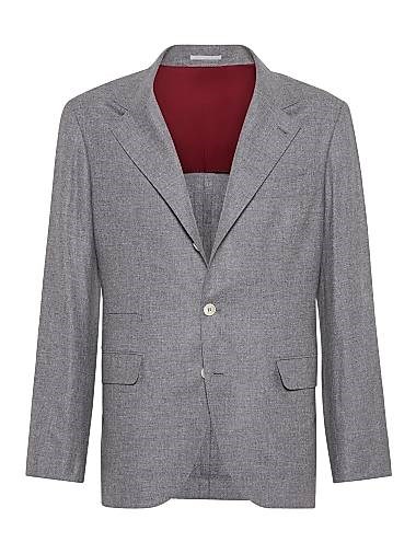 Деконструированный пиджак из кашемира и шелка от Brunello Cucinelli с легким фланелевым переплетением, Италия 11015581