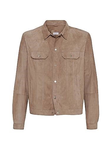 Мужская замшевая куртка Brunello Cucinelli из натуральной кожи с четырьмя карманами, Италия 11016260