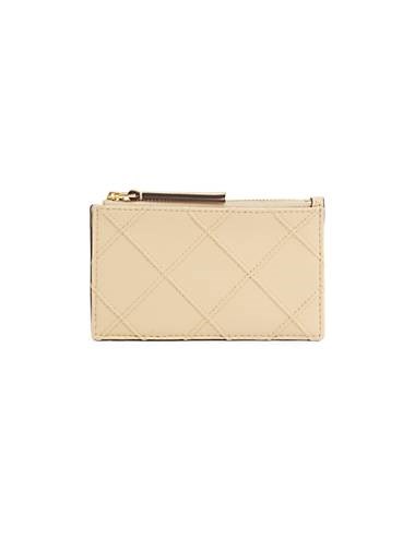 Tory Burch Кожаная визитница Fleming с молнией, 13,2 см x 7,6 см, отделка из полиэстера и рафии 11023542