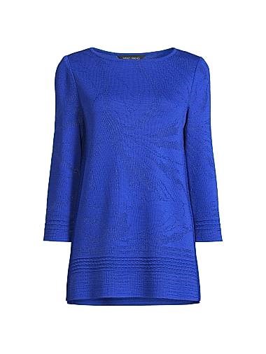 Туника из мягкого жаккардового трикотажа Ming Wang с круглым вырезом и 3/4 рукавами 11009712