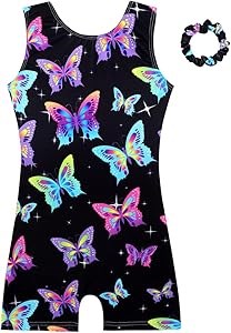 HOZIY Gymnastics Leotards for Girls with Shorts Biketards Dance Tumbling Outfits Matching Scrunchies 1-12 Years Old 11042627