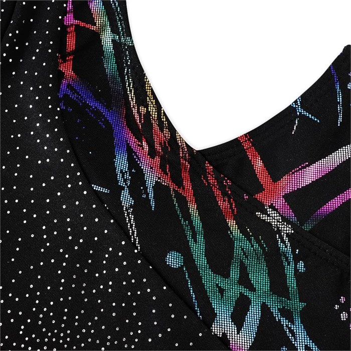 Hoziy Гимнастические купальники для девочек: 82% полиэстер, 18% спандекс, стильные блестящие модели с узорами 11043964