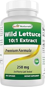 Best Naturals Экстракт дикого салата 10:1 250 мг, 240 капсул, без ГМО и глютена, способствует расслаблению 11084033