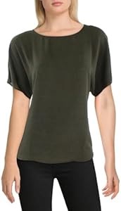 Блузка Anne Klein с лодочным вырезом и короткими рукавами из 100% полиэстера, только химчистка 11104344