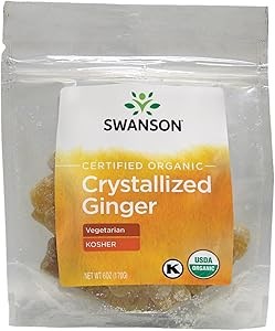 Swanson Имбирь кристаллизованный, органический, с тростниковым сахаром, 170 г, вегетарианский 11052600